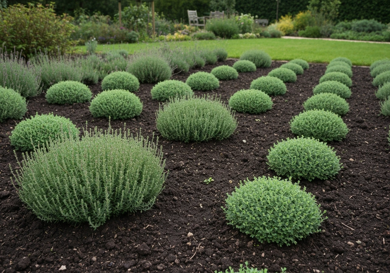 Pelouse dense et herbes hautes avec zones abritées, montrant les conditions favorables aux sauterelles.